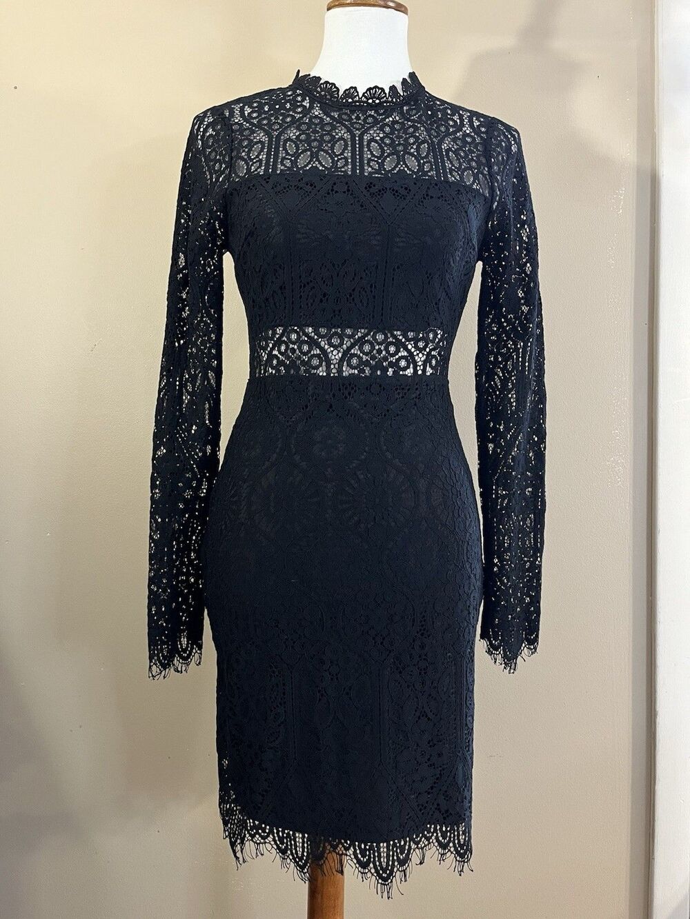 Lulus Women S Small Lace Bodycon Dress Black Gothic Emo Sheer Witchy Goth